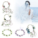 Maxbell Flower Headband Floral Crown Adjustable Wreath for Festival Wedding Pink