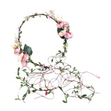 Maxbell Flower Headband Floral Crown Adjustable Wreath for Festival Wedding Pink