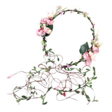 Maxbell Flower Headband Floral Crown Adjustable Wreath for Festival Wedding Pink