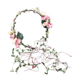 Maxbell Flower Headband Floral Crown Adjustable Wreath for Festival Wedding Pink