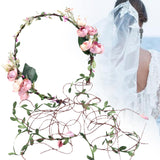 Maxbell Flower Headband Floral Crown Adjustable Wreath for Festival Wedding Pink
