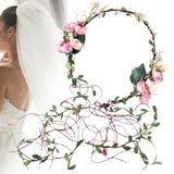 Maxbell Flower Headband Floral Crown Adjustable Wreath for Festival Wedding Pink