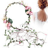 Maxbell Flower Headband Floral Crown Adjustable Wreath for Festival Wedding Pink