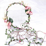 Maxbell Flower Headband Floral Crown Adjustable Wreath for Festival Wedding Pink