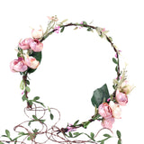 Maxbell Flower Headband Floral Crown Adjustable Wreath for Festival Wedding Pink