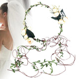 Maxbell Flower Headband Floral Crown Adjustable Wreath for Festival Wedding Champagne
