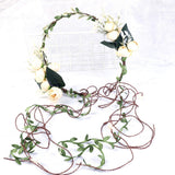 Maxbell Flower Headband Floral Crown Adjustable Wreath for Festival Wedding Champagne