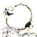 Maxbell Flower Headband Floral Crown Adjustable Wreath for Festival Wedding Champagne