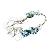 Maxbell Flower Headband Floral Crown Adjustable Wreath for Festival Wedding Blue