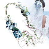 Maxbell Flower Headband Floral Crown Adjustable Wreath for Festival Wedding Blue