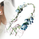 Maxbell Flower Headband Floral Crown Adjustable Wreath for Festival Wedding Blue