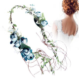 Maxbell Flower Headband Floral Crown Adjustable Wreath for Festival Wedding Blue