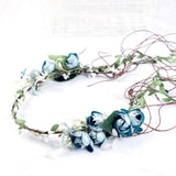 Maxbell Flower Headband Floral Crown Adjustable Wreath for Festival Wedding Blue