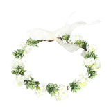 Maxbell Flower Headband Floral Crown Adjustable Wreath for Festival Wedding White