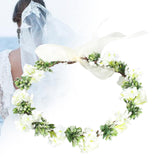 Maxbell Flower Headband Floral Crown Adjustable Wreath for Festival Wedding White
