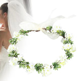 Maxbell Flower Headband Floral Crown Adjustable Wreath for Festival Wedding White