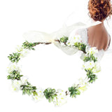 Maxbell Flower Headband Floral Crown Adjustable Wreath for Festival Wedding White