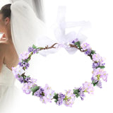 Maxbell Flower Headband Floral Crown Adjustable Wreath for Festival Wedding Violet