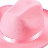 Maxbell Cowboy Hat with Bandanna Square Hair Scarf for Performance Dress up Cosplay Pink