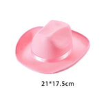 Maxbell Cowboy Hat with Bandanna Square Hair Scarf for Performance Dress up Cosplay Pink