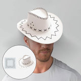 Maxbell Cowgirl Cap with Bandana Set Wind Lanyard Cowboy Hat for Party Celebration White