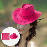 Maxbell Cowgirl Cap with Bandana Set Wind Lanyard Cowboy Hat for Party Celebration Dark Pink