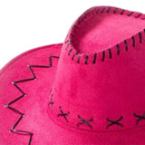 Maxbell Cowgirl Cap with Bandana Set Wind Lanyard Cowboy Hat for Party Celebration Dark Pink