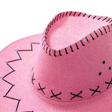 Maxbell Cowgirl Cap with Bandana Set Wind Lanyard Cowboy Hat for Party Celebration Light Pink