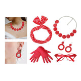 Maxbell Retro 1950S Womens Costume Set Glasses Gloves Polka Dot for Halloween Adult Red