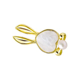 Maxbell Bunny Brooch Pin Ornament Clothes DIY Faux Pearl for Jackets New Year Kids