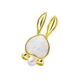 Maxbell Bunny Brooch Pin Ornament Clothes DIY Faux Pearl for Jackets New Year Kids