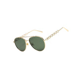 Maxbell Pilot Sunglasses Eyewear Protection Vintage Style 70S Metal Frame Green