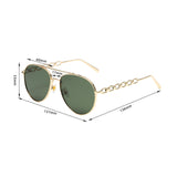 Maxbell Pilot Sunglasses Eyewear Protection Vintage Style 70S Metal Frame Green