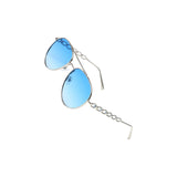 Maxbell Pilot Sunglasses Eyewear Protection Vintage Style 70S Metal Frame Blue