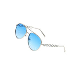 Maxbell Pilot Sunglasses Eyewear Protection Vintage Style 70S Metal Frame Blue