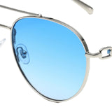 Maxbell Pilot Sunglasses Eyewear Protection Vintage Style 70S Metal Frame Blue