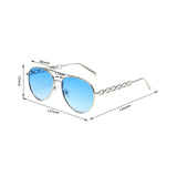 Maxbell Pilot Sunglasses Eyewear Protection Vintage Style 70S Metal Frame Blue