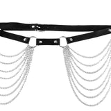 Maxbell Waist Belt with Chain Gothic Waistband for Disco Dancing for Men and Women Silver