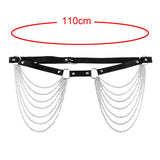 Maxbell Waist Belt with Chain Gothic Waistband for Disco Dancing for Men and Women Silver