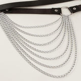 Maxbell Waist Belt with Chain Gothic Waistband for Disco Dancing for Men and Women Silver