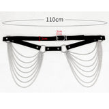 Maxbell Waist Belt with Chain Gothic Waistband for Disco Dancing for Men and Women Silver
