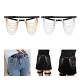 Maxbell Waist Belt with Chain Gothic Waistband for Disco Dancing for Men and Women Silver