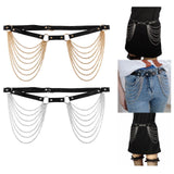 Maxbell Waist Belt with Chain Gothic Waistband for Disco Dancing for Men and Women Silver