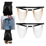 Maxbell Waist Belt with Chain Gothic Waistband for Disco Dancing for Men and Women Silver