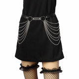 Maxbell Waist Belt with Chain Gothic Waistband for Disco Dancing for Men and Women Silver