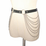 Maxbell Waist Belt with Chain Gothic Waistband for Disco Dancing for Men and Women Silver