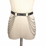 Maxbell Waist Belt with Chain Gothic Waistband for Disco Dancing for Men and Women Silver