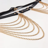 Maxbell Waist Belt with Chain Gothic Waistband for Disco Dancing for Men and Women Golden