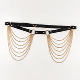 Maxbell Waist Belt with Chain Gothic Waistband for Disco Dancing for Men and Women Golden