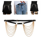 Maxbell Waist Belt with Chain Gothic Waistband for Disco Dancing for Men and Women Golden